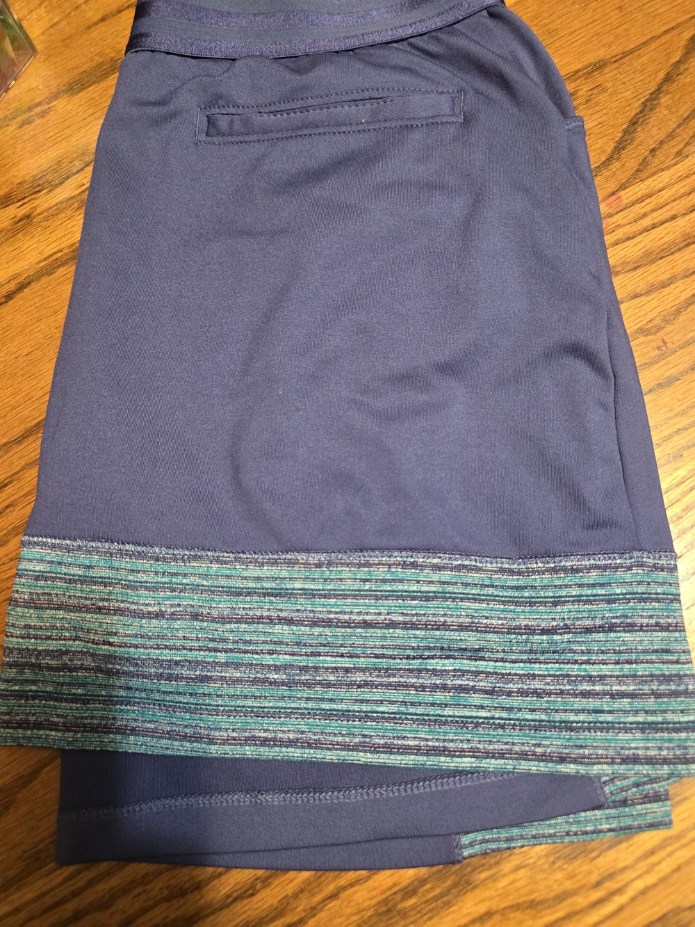 adidas Women's Navy Shorts with Teal Stripe Hem